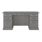 Bureau de direction de 66 po avec tiroirs – Cerisier de récolte / Gris moderne / Chêne blanc lin, un seul utilisateur