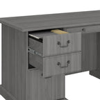 Bureau de direction de 66 po avec tiroirs – Cerisier de récolte / Gris moderne / Chêne blanc lin, un seul utilisateur