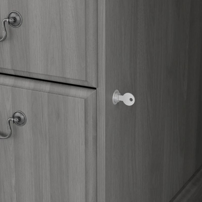 Bureau de direction de 66 po avec tiroirs – Cerisier de récolte / Gris moderne / Chêne blanc lin, un seul utilisateur