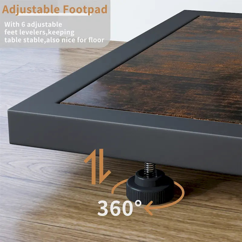 Console industrielle noire et marron rustique, 4 étagères, montage par 1 personne
