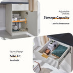 Bureau d'ordinateur cannelé 60" avec classeur réversible – Chêne naturel / Vert grisâtre / Blanc cassé, monoposte