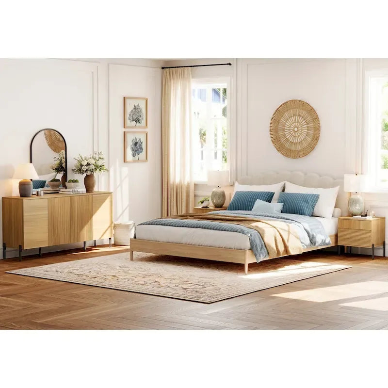 Ensemble de chambre à coucher 3 pièces en chêne – Commode + 2 tables de chevet (pour 1 à 2 personnes)