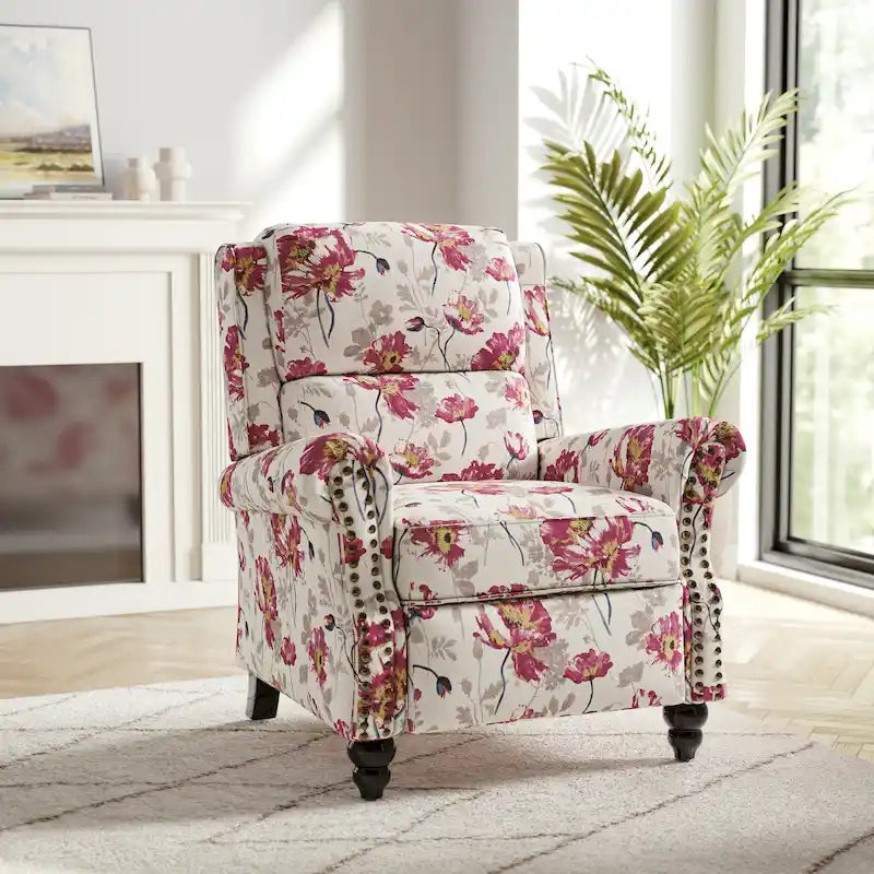 Fauteuil inclinable à dossier haut, garniture cloutée, cuir PU / lin, 7 couleurs, une place
