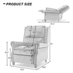 Fauteuil inclinable à dossier haut, garniture cloutée, cuir PU / lin, 7 couleurs, une place