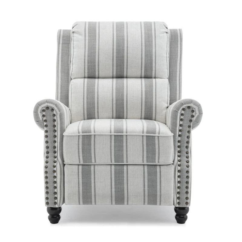 Fauteuil inclinable à dossier haut, garniture cloutée, cuir PU / lin, 7 couleurs, une place