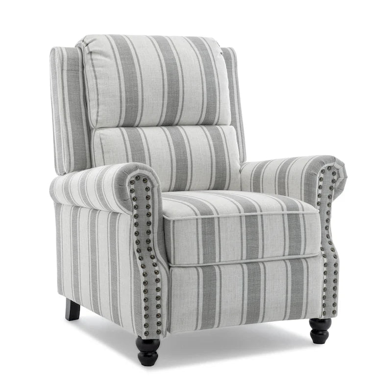 Fauteuil inclinable à dossier haut, garniture cloutée, cuir PU / lin, 7 couleurs, une place