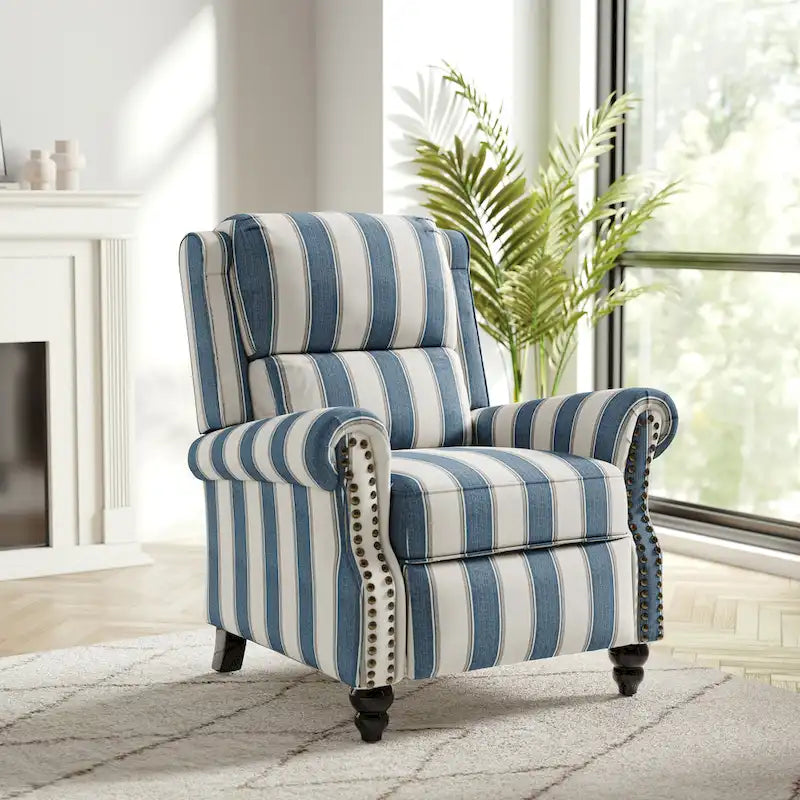 Fauteuil inclinable à dossier haut, garniture cloutée, cuir PU / lin, 7 couleurs, une place