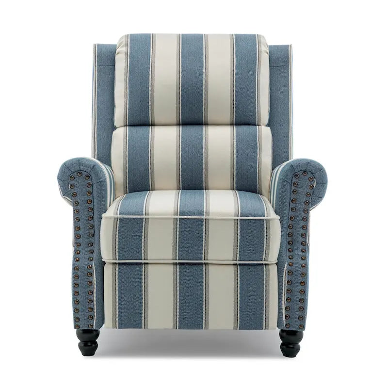 Fauteuil inclinable à dossier haut, garniture cloutée, cuir PU / lin, 7 couleurs, une place