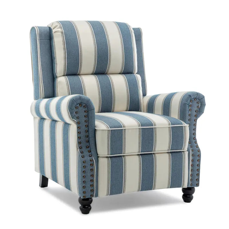 Fauteuil inclinable à dossier haut, garniture cloutée, cuir PU / lin, 7 couleurs, une place