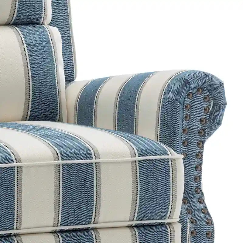 Fauteuil inclinable à dossier haut, garniture cloutée, cuir PU / lin, 7 couleurs, une place