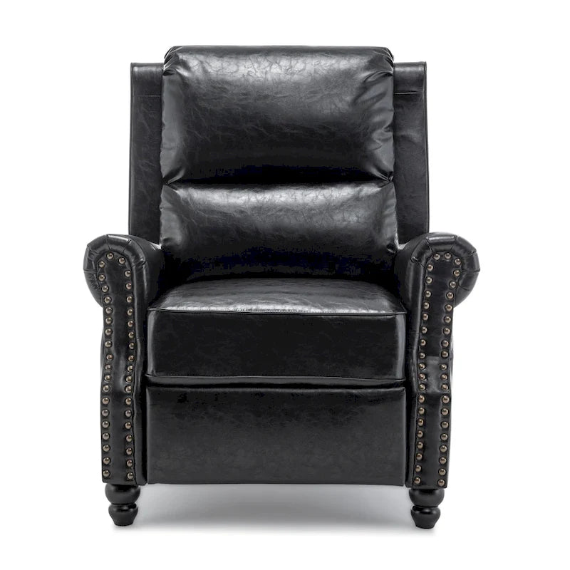 Fauteuil inclinable à dossier haut, garniture cloutée, cuir PU / lin, 7 couleurs, une place