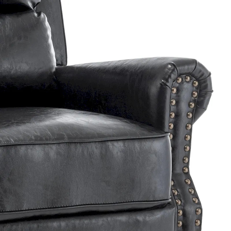 Fauteuil inclinable à dossier haut, garniture cloutée, cuir PU / lin, 7 couleurs, une place