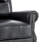 Fauteuil inclinable à dossier haut, garniture cloutée, cuir PU / lin, 7 couleurs, une place