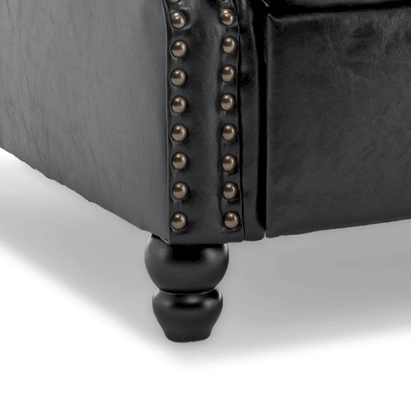 Fauteuil inclinable à dossier haut, garniture cloutée, cuir PU / lin, 7 couleurs, une place