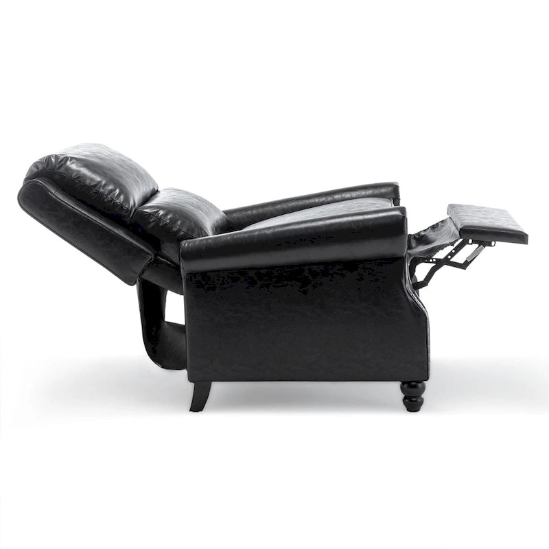 Fauteuil inclinable à dossier haut, garniture cloutée, cuir PU / lin, 7 couleurs, une place