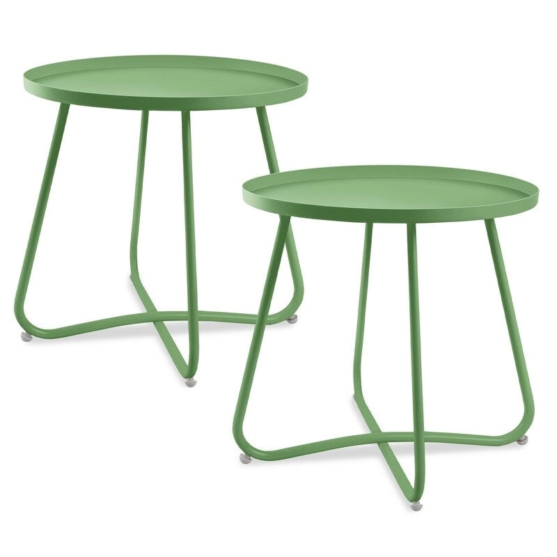 Table d'appoint ronde en métal, intérieur et extérieur, à l'unité ou en lot de 2 | Noir / Vert / Blanc / Jaune / Rose
