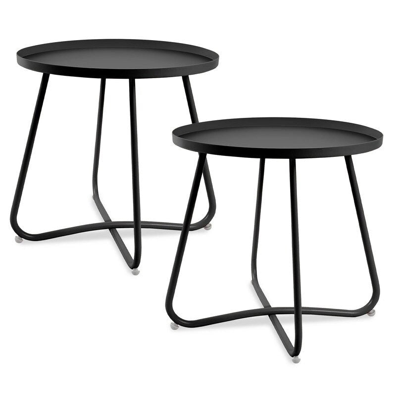 Table d'appoint ronde en métal, intérieur et extérieur, à l'unité ou en lot de 2 | Noir / Vert / Blanc / Jaune / Rose