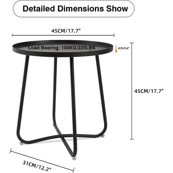 Table d'appoint ronde en métal, intérieur et extérieur, à l'unité ou en lot de 2 | Noir / Vert / Blanc / Jaune / Rose