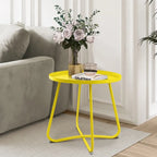 Table d'appoint ronde en métal, intérieur et extérieur, à l'unité ou en lot de 2 | Noir / Vert / Blanc / Jaune / Rose