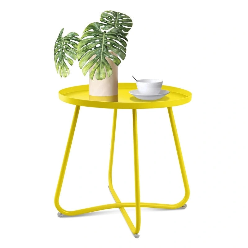 Table d'appoint ronde en métal, intérieur et extérieur, à l'unité ou en lot de 2 | Noir / Vert / Blanc / Jaune / Rose