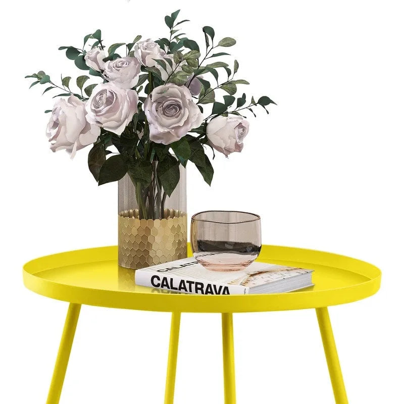 Table d'appoint ronde en métal, intérieur et extérieur, à l'unité ou en lot de 2 | Noir / Vert / Blanc / Jaune / Rose