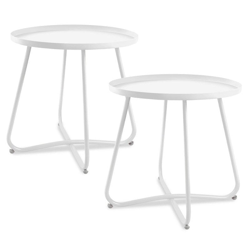 Table d'appoint ronde en métal, intérieur et extérieur, à l'unité ou en lot de 2 | Noir / Vert / Blanc / Jaune / Rose