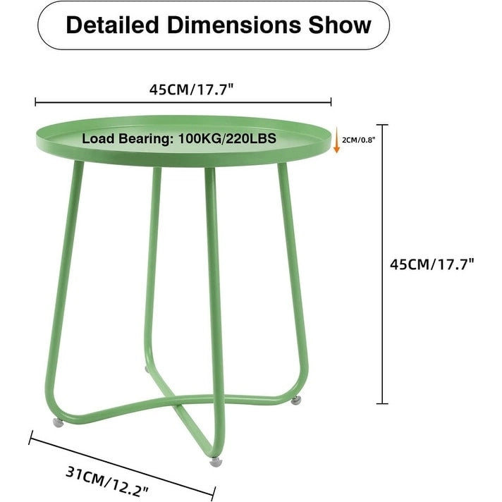 Table d'appoint ronde en métal, intérieur et extérieur, à l'unité ou en lot de 2 | Noir / Vert / Blanc / Jaune / Rose