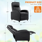 Fauteuil inclinable en cuir PU noir et gris avec 8 modes de massage, une place