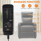 Fauteuil inclinable en cuir PU noir et gris avec 8 modes de massage, une place