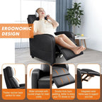 Fauteuil inclinable en cuir PU noir et gris avec 8 modes de massage, une place
