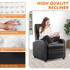 Fauteuil inclinable en cuir PU noir et gris avec 8 modes de massage, une place