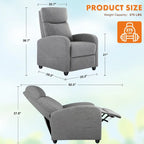 Fauteuil inclinable en cuir PU noir et gris avec 8 modes de massage, une place
