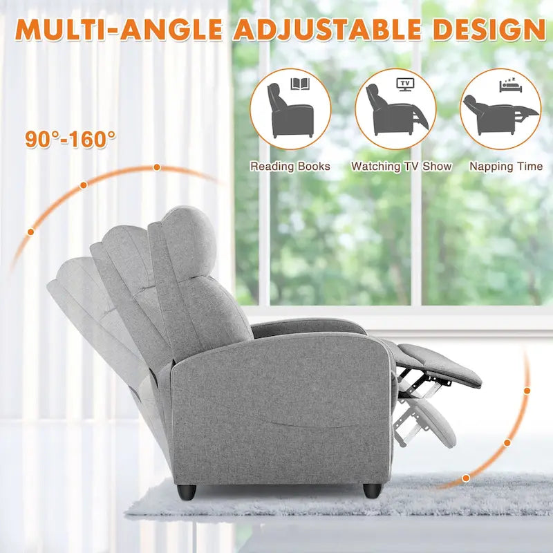 Fauteuil inclinable en cuir PU noir et gris avec 8 modes de massage, une place