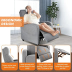 Fauteuil inclinable en cuir PU noir et gris avec 8 modes de massage, une place