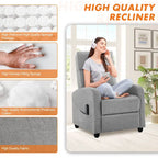 Fauteuil inclinable en cuir PU noir et gris avec 8 modes de massage, une place