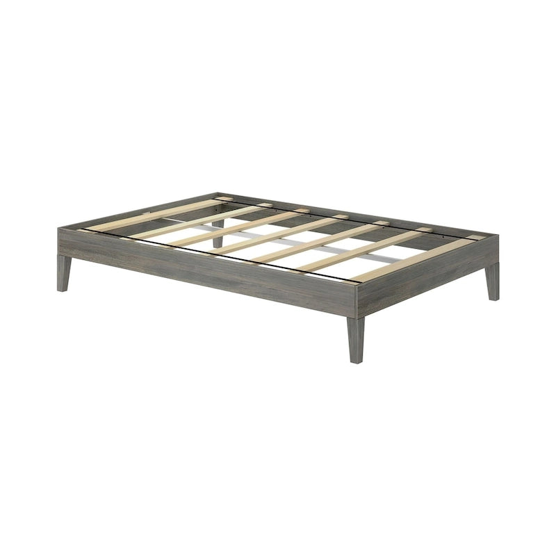 Lit plateforme en bois massif Noyer/Pécan pour 2 personnes