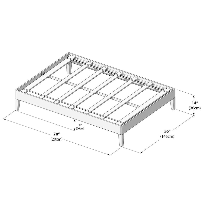 Lit plateforme en bois massif Noyer/Pécan pour 2 personnes