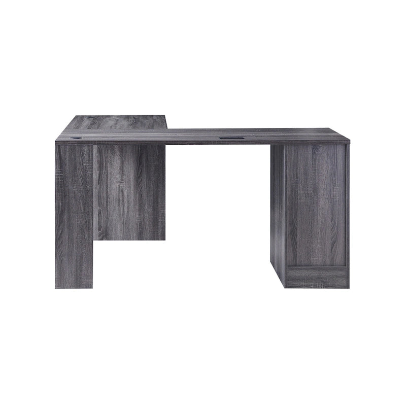 Bureau d'angle en L Chêne blanc / Gris foncé, Style transitionnel, 1 personne