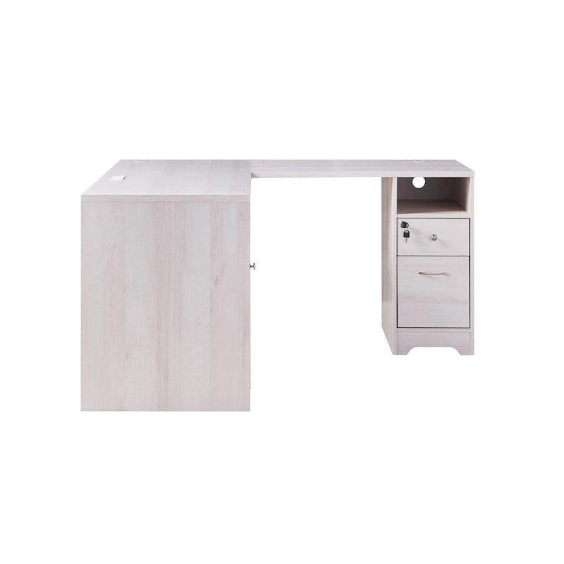 Bureau d'angle en L Chêne blanc / Gris foncé, Style transitionnel, 1 personne