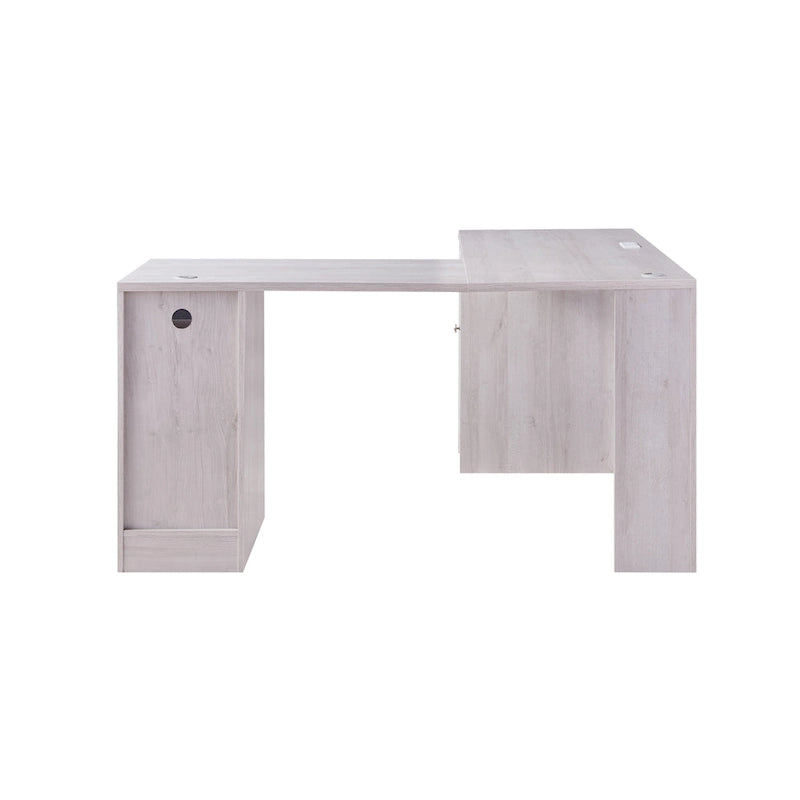 Bureau d'angle en L Chêne blanc / Gris foncé, Style transitionnel, 1 personne