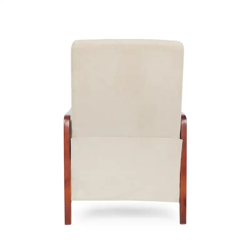 Fauteuil inclinable à dossier basculant avec surpiqûres, tissu, bleu marine/sable/gris avec cadre en noyer, 1 place