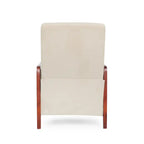 Fauteuil inclinable à dossier basculant avec surpiqûres, tissu, bleu marine/sable/gris avec cadre en noyer, 1 place