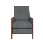 Fauteuil inclinable à dossier basculant avec surpiqûres, tissu, bleu marine/sable/gris avec cadre en noyer, 1 place