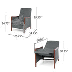 Fauteuil inclinable à dossier basculant avec surpiqûres, tissu, bleu marine/sable/gris avec cadre en noyer, 1 place