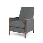 Fauteuil inclinable à dossier basculant avec surpiqûres, tissu, bleu marine/sable/gris avec cadre en noyer, 1 place