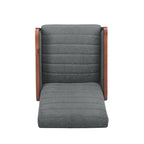 Fauteuil inclinable à dossier basculant avec surpiqûres, tissu, bleu marine/sable/gris avec cadre en noyer, 1 place