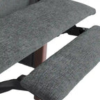 Fauteuil inclinable à dossier basculant avec surpiqûres, tissu, bleu marine/sable/gris avec cadre en noyer, 1 place