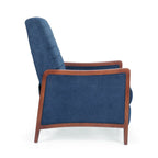 Fauteuil inclinable à dossier basculant avec surpiqûres, tissu, bleu marine/sable/gris avec cadre en noyer, 1 place