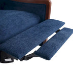Fauteuil inclinable à dossier basculant avec surpiqûres, tissu, bleu marine/sable/gris avec cadre en noyer, 1 place