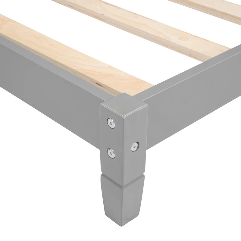 Lit de repos double gris en bois, style milieu de siècle, 1 personne